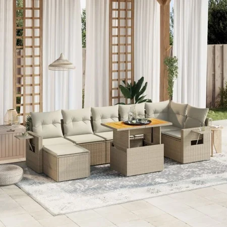 Juego de sofás de jardín con cojines beige 8 pzas ratán PE de , Conjuntos de jardín - Ref: Foro24-3275711, Precio: 584,01 €, ...