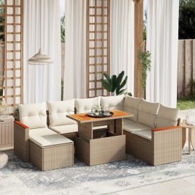 Juego de sofás de jardín con cojines beige 8 pzas ratán PE by , Garden sets - Ref: Foro24-3276054, Price: 531,17 €, Discount: %