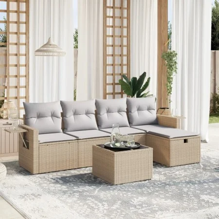 Juego de sofás jardín con cojines beige mezcla 6 pzas ratán PE by , Garden sets - Ref: Foro24-3263785, Price: 358,77 €, Disco...