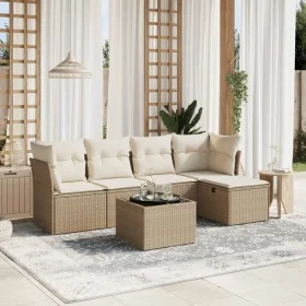 Juego de sofás jardín con cojines 6 pzas ratán sintético beige by , Garden sets - Ref: Foro24-3263144, Price: 385,43 €, Disco...