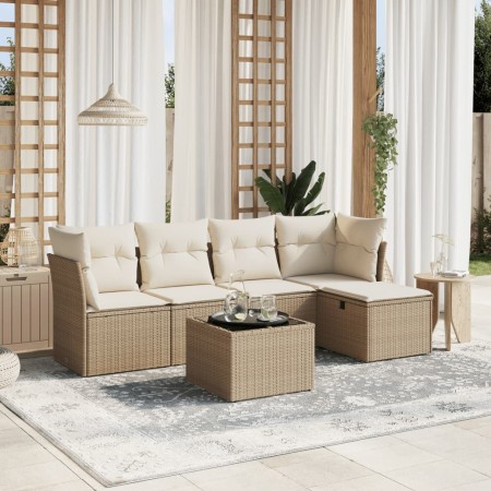 Juego de sofás jardín con cojines 6 pzas ratán sintético beige by , Garden sets - Ref: Foro24-3263144, Price: 377,73 €, Disco...