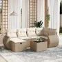 Set sofás de jardín 7 piezas y cojines ratán sintético beige by , Garden sets - Ref: Foro24-3264114, Price: 547,20 €, Discoun...