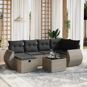 Set de sofás de jardín 7 piezas con cojines ratán PE gris von , Gartensets - Ref: Foro24-3264116, Preis: 442,61 €, Rabatt: %