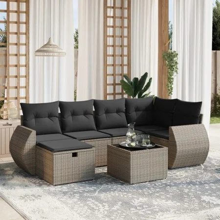 Set de sofás de jardín 7 piezas con cojines ratán PE gris von , Gartensets - Ref: Foro24-3264116, Preis: 442,61 €, Rabatt: %