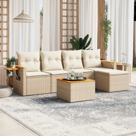 Juego de sofás jardín con cojines 6 pzas ratán sintético beige by , Garden sets - Ref: Foro24-3226765, Price: 395,84 €, Disco...