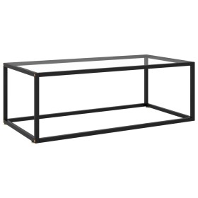 Mesa de centro negra con vidrio templado 100x50x35 cm