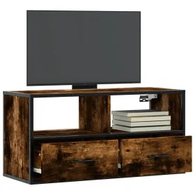 Mueble TV metal y madera contrachapada roble humo 80x31x39,5 cm von , TV-Möbel - Ref: Foro24-848921, Preis: 49,56 €, Rabatt: %