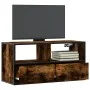 Mueble TV metal y madera contrachapada roble humo 80x31x39,5 cm by , TV Furniture - Ref: Foro24-848921, Price: 49,56 €, Disco...