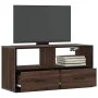 Mueble TV madera ingeniería y metal marrón roble 80x31x39,5 cm by , TV Furniture - Ref: Foro24-848923, Price: 51,09 €, Discou...