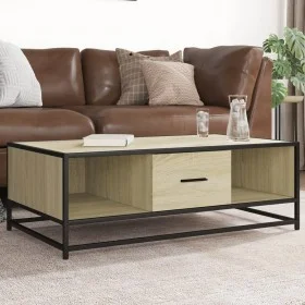 Mesa de centro madera ingeniería metal roble Sonoma 100x57x35cm by , Coffee table - Ref: Foro24-848760, Price: 71,87 €, Disco...