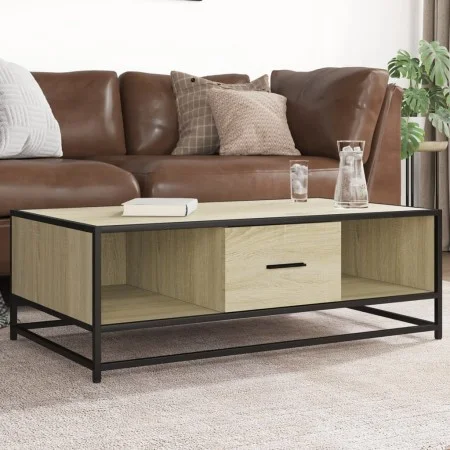 Mesa de centro madera ingeniería metal roble Sonoma 100x57x35cm de , Mesas de centro - Ref: Foro24-848760, Precio: 71,87 €, D...