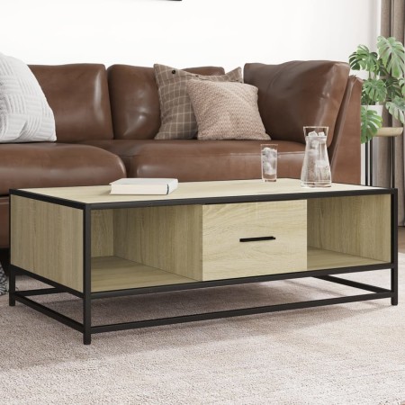 Mesa de centro madera ingeniería metal roble Sonoma 100x57x35cm by , Coffee table - Ref: Foro24-848760, Price: 72,75 €, Disco...