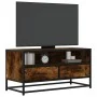 Mueble TV metal y madera ingeniería roble humo 80x34,5x40 cm de , Muebles TV - Ref: Foro24-848811, Precio: 61,90 €, Descuento: %