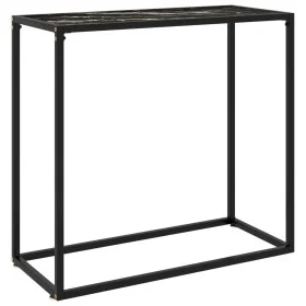 Black tempered glass console table 80x35x75 cm by vidaXL, Side tables - Ref: Foro24-322810, Price: 49,43 €, Discount: %