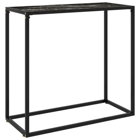 Black tempered glass console table 80x35x75 cm by vidaXL, Side tables - Ref: Foro24-322810, Price: 49,43 €, Discount: %
