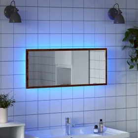 Espejo de baño LED madera ingeniería roble marrón 100x8,5x37 cm de , Tocadores de baño - Ref: Foro24-856274, Precio: 56,02 €,...