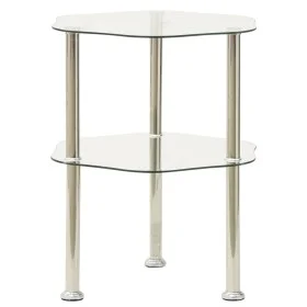 Side table 2 levels transparent tempered glass 38x38x50cm by vidaXL, Side tables - Ref: Foro24-322790, Price: 33,58 €, Discou...