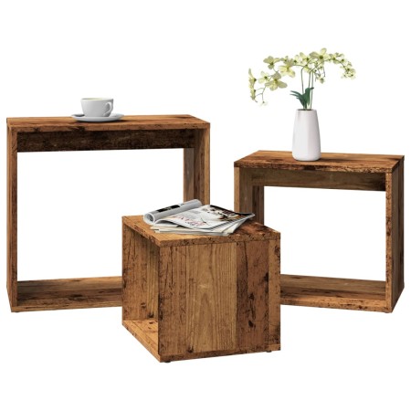 Mesas apilables 3 uds madera de ingeniería envejecida by , Side tables - Ref: Foro24-856674, Price: 61,81 €, Discount: %