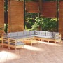 Gartenmöbel-Set 11-teilig und Kissen aus massivem Kiefernholz von vidaXL, Gartensets - Ref: Foro24-3096844, Preis: 825,87 €, ...