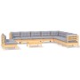 Gartenmöbel-Set 11-teilig und Kissen aus massivem Kiefernholz von vidaXL, Gartensets - Ref: Foro24-3096844, Preis: 825,87 €, ...