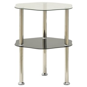 Beistelltisch 2 Ebenen Klarglas und schwarz 38x38x50 cm von vidaXL, Seitentische - Ref: Foro24-322791, Preis: 30,41 €, Rabatt: %