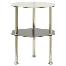 Side table with 2 levels, transparent glass and black, 38x38x50 cm by vidaXL, Side tables - Ref: Foro24-322791, Price: 28,58 ...