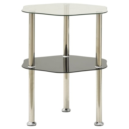 Side table with 2 levels, transparent glass and black, 38x38x50 cm by vidaXL, Side tables - Ref: Foro24-322791, Price: 30,41 ...