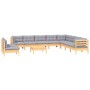 Gartenmöbel-Set 11-teilig und Kissen aus massivem Kiefernholz von vidaXL, Gartensets - Ref: Foro24-3096844, Preis: 825,87 €, ...