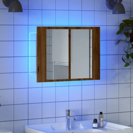 Armario con espejo y LED madera roble artisan 60x12x45 cm de , Tocadores de baño - Ref: Foro24-856283, Precio: 59,48 €, Descu...