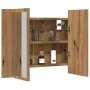 Armario con espejo y LED madera roble artisan 60x12x45 cm de , Tocadores de baño - Ref: Foro24-856283, Precio: 59,48 €, Descu...