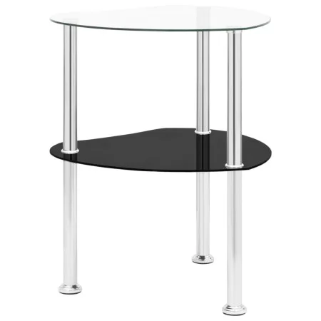 Side table 2 levels transparent and black glass 38x38x50 cm by vidaXL, Side tables - Ref: Foro24-322786, Price: 33,42 €, Disc...
