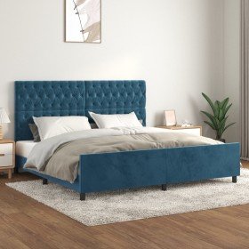 Estructura cama sin colchón terciopelo azul oscuro 200x200 cm Estructura cama sin colchón terciopelo azul oscuro 200x200 cm
