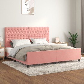 Estructura cama sin colchón terciopelo rosa 200x200 cm en Camas y somieres | Comprar online en Foro24