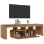 Mueble de TV luces LED madera roble artisan 140x36,5x40 cm de , Muebles TV - Ref: Foro24-856304, Precio: 137,27 €, Descuento: %