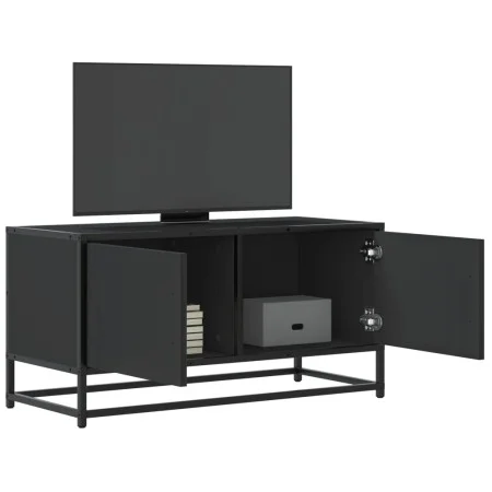 Mueble de TV madera de ingeniería y metal negro 80x34,5x40 cm by , TV Furniture - Ref: Foro24-848824, Price: 51,86 €, Discoun...