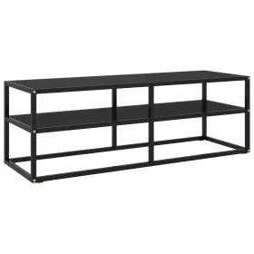 Black TV stand with black glass 120x40x40 cm by vidaXL, TV Furniture - Ref: Foro24-322860, Price: 118,04 €, Discount: %