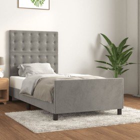 Estructura de cama sin colchón terciopelo gris claro 90x190 cm Estructura de cama sin colchón terciopelo gris claro 90x190 cm