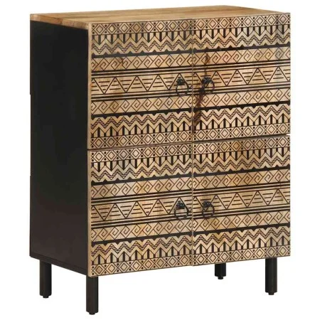 Aparador de madera maciza de mango rugosa 60x33,5x75 cm by , CD and DVD storage - Ref: Foro24-4018654, Price: 121,57 €, Disco...