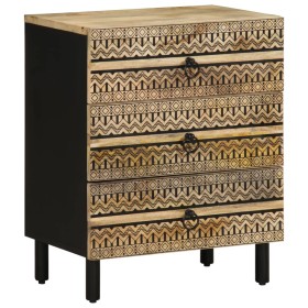 Mesita de noche madera maciza de mango rugosa negro 50x33x62 cm de , Mesitas de noche - Ref: Foro24-4018637, Precio: 130,55 €...