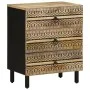 Mesita de noche madera maciza de mango rugosa negro 50x33x62 cm de , Mesitas de noche - Ref: Foro24-4018637, Precio: 127,98 €...