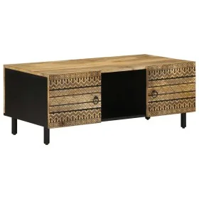 Mesa de centro madera maciza de mango rugosa negro 100x54x40 cm by , Coffee table - Ref: Foro24-4018640, Price: 98,74 €, Disc...