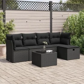 Set de sofás de jardín 6 piezas y cojines ratán sintético negro by , Garden sets - Ref: Foro24-3325271, Price: 367,07 €, Disc...