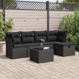 Set de sofás de jardín 6 piezas y cojines ratán sintético negro von , Gartensets - Ref: Foro24-3325271, Preis: 382,28 €, Raba...