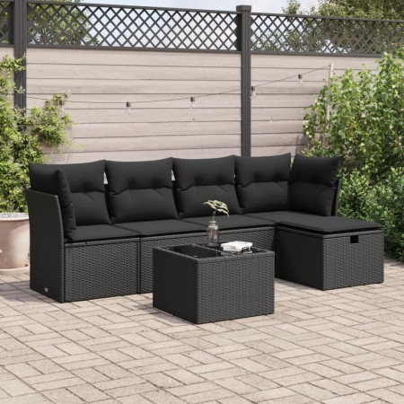 Set de sofás de jardín 6 piezas y cojines ratán sintético negro von , Gartensets - Ref: Foro24-3325271, Preis: 382,28 €, Raba...