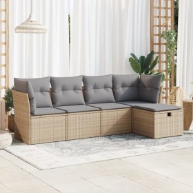 Juego de sofás jardín con cojines 5 pzas ratán sintético beige von , Gartensets - Ref: Foro24-3325265, Preis: 325,99 €, Rabat...