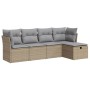 Juego de sofás jardín con cojines 5 pzas ratán sintético beige von , Gartensets - Ref: Foro24-3325265, Preis: 325,99 €, Rabat...