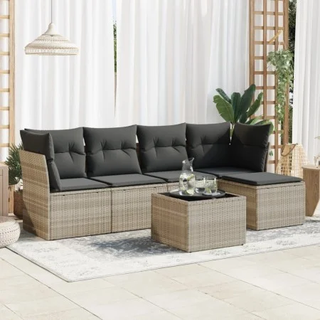 Set de sofás de jardín 6 pzas y cojines ratán sintético gris by , Garden sets - Ref: Foro24-3325278, Price: 392,20 €, Discoun...
