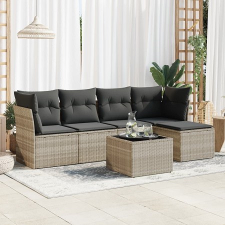 Set de sofás de jardín 6 pzas y cojines ratán sintético gris by , Garden sets - Ref: Foro24-3325278, Price: 369,07 €, Discoun...