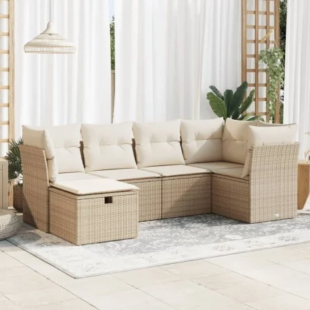 Juego de sofás jardín con cojines 6 pzas ratán sintético beige by , Garden sets - Ref: Foro24-3325284, Price: 429,32 €, Disco...