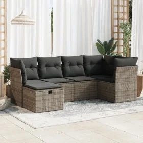 Set de muebles de jardín 6 pzas y cojines ratán sintético gris by , Garden sets - Ref: Foro24-3325286, Price: 366,71 €, Disco...